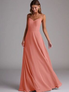Azazie Marley Coral A-Line Off the Shoulder Chiffon Convertible Dress A10